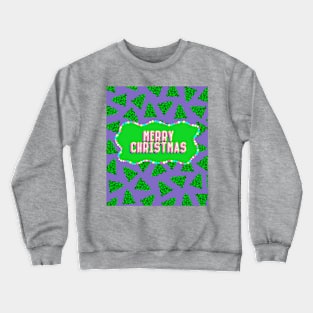 Geometric Christmas Tree with Purple Background Crewneck Sweatshirt